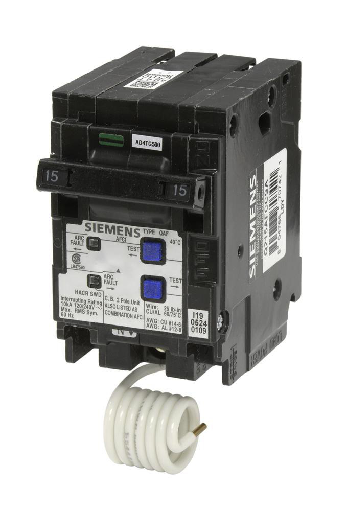 SIEMENS CANADA Q215AFCCSA 15Amp 2-Pole 10kA AFCI Combination Circuit Breaker