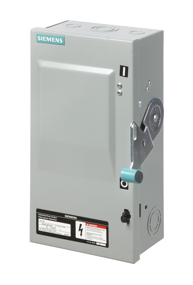 SIEMENS CANADA ID361NF 30Amp 600VAC 250VDC 3-Pole Siemens Non-Fusible Industrial Duty Switch EEMAC 1 Enclosure