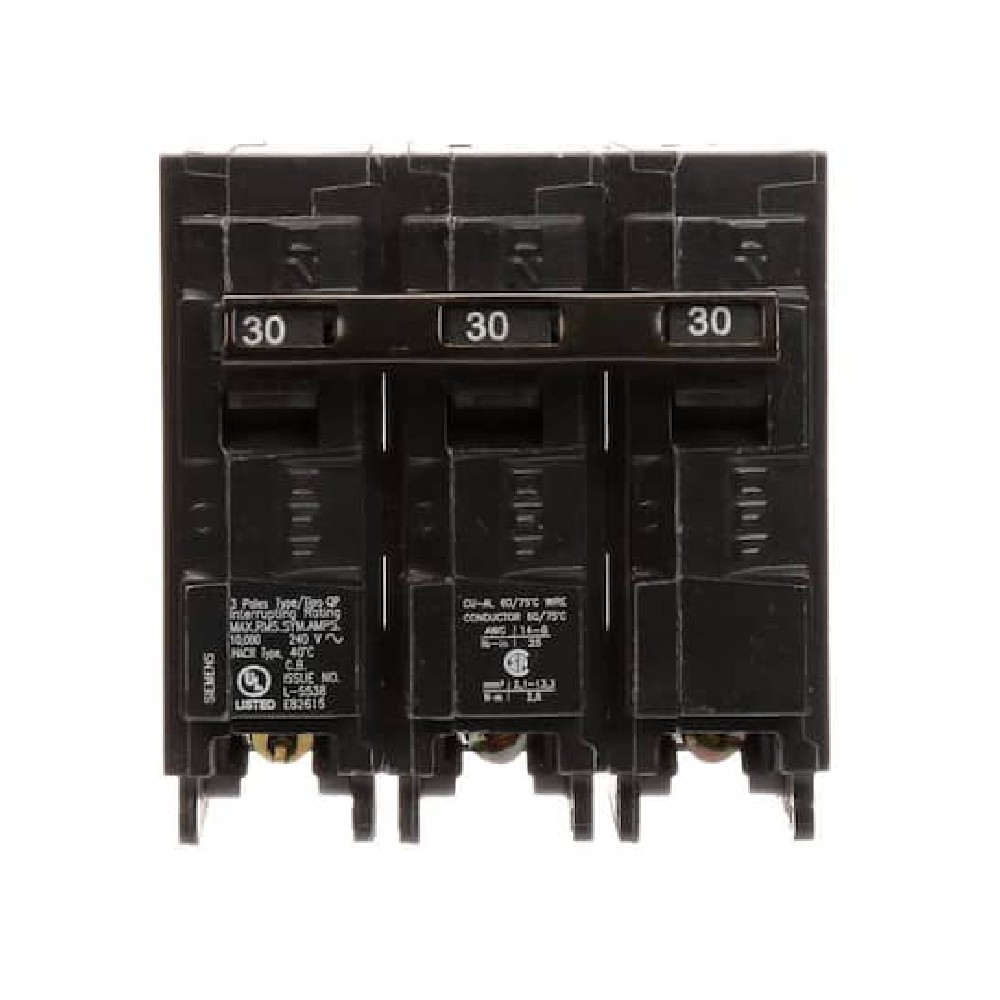 SIEMENS CANADA Q330 30Amp 3-Pole 240V 10kA Type QP Plug-In Circuit Breaker