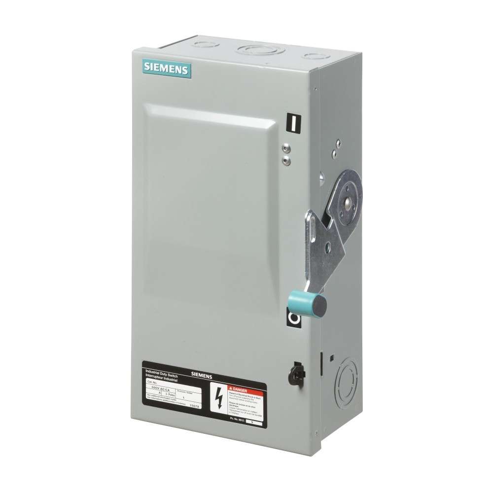 SIEMENS CANADA ID363NF 100Amp 600VAC 250VDC 3-Pole Non-Fusible Industrial Duty Switch EEMAC 1 Enclosure