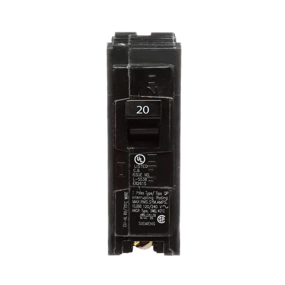 SIEMENS CANADA Q120 20Amp 1-Pole 120V 10kA Type Q Plug-In Circuit Breaker