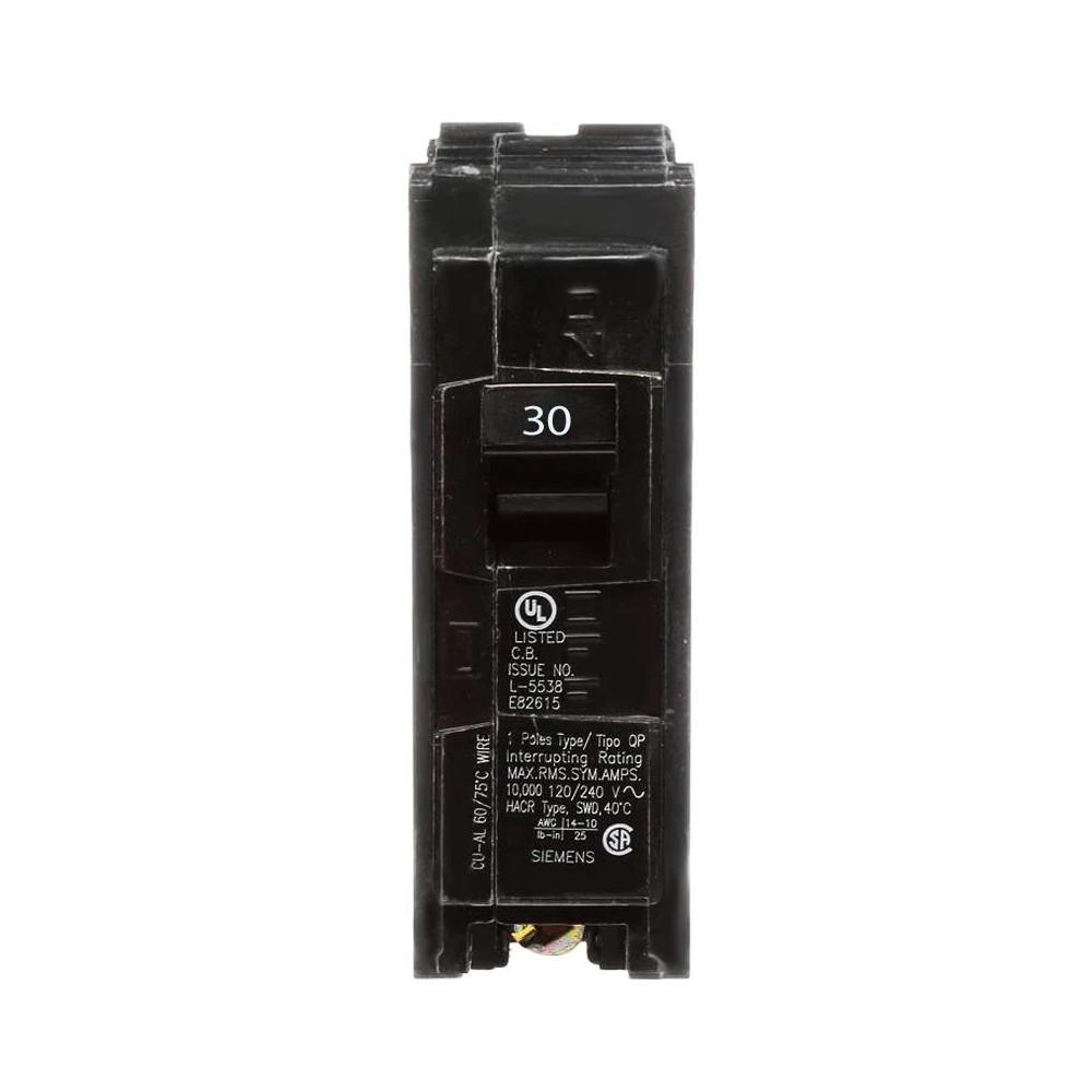 SIEMENS CANADA Q130 30Amp 1-Pole 120V 10kA Type Q Plug-In Breaker