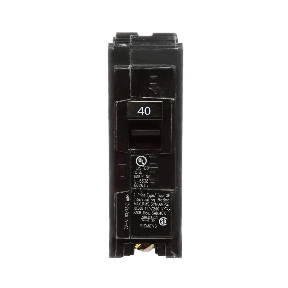 SIEMENS CANADA Q140 40Amp 1-Pole 120V 10kA Type Q Plug-In Breaker