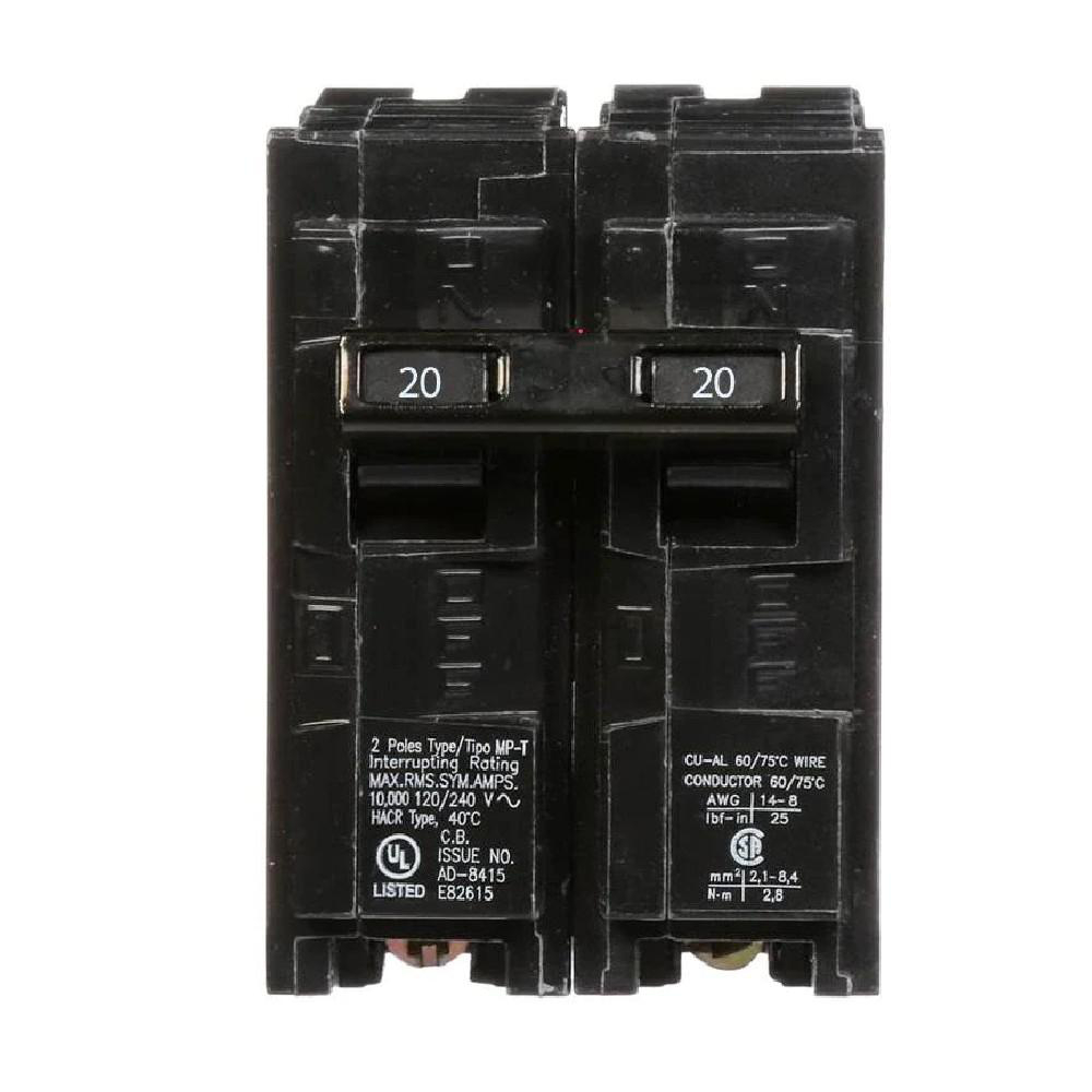 SIEMENS CANADA Q220 20Amp 2-Pole 120V/240V 10kA Type QP Plug-In Circuit Breaker