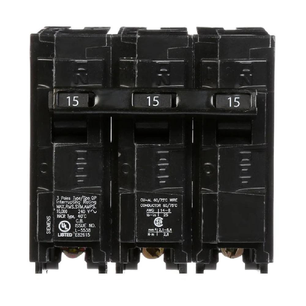 SIEMENS CANADA Q315 15Amp 3-Pole 240V 10kA Type QP Plug-In Circuit Breaker