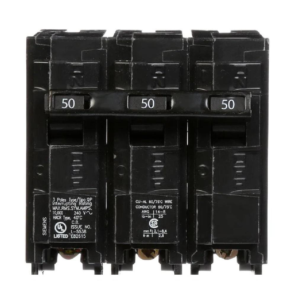 SIEMENS CANADA Q350 50Amp 240V 10kA 3-Pole Type QP Plug-In Circuit Breaker