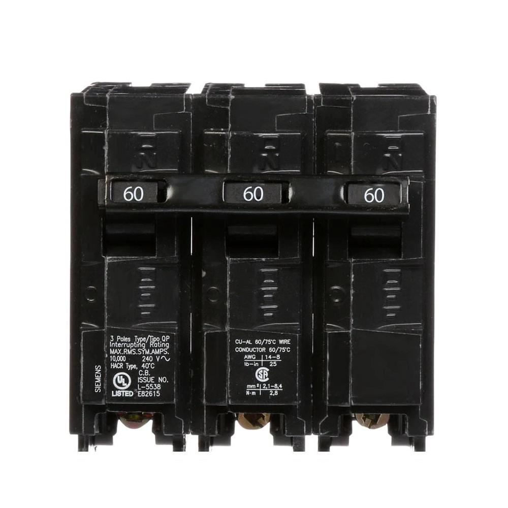 SIEMENS CANADA Q360 60Amp 3-Pole 240V 10kA Type QP Plug-In Circuit Breaker