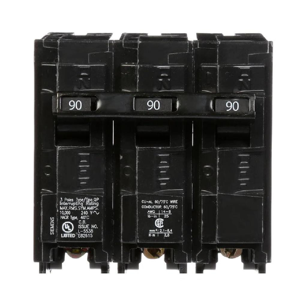SIEMENS CANADA Q390 90Amp 3-Pole 240V Type QP Plug-In Circuit Breaker