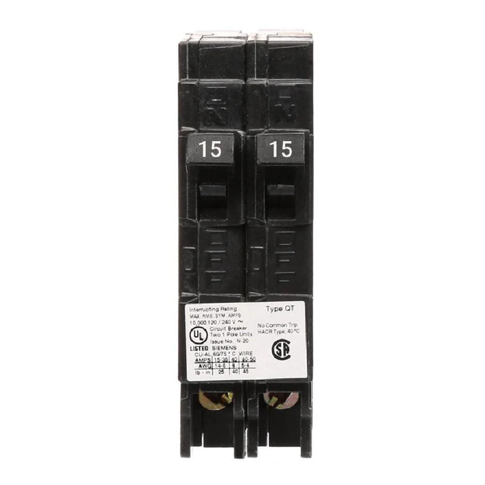 SIEMENS CANADA Q1515NC 15/15Amp 1-Pole 120V Type QT Push-On Tandem Breaker