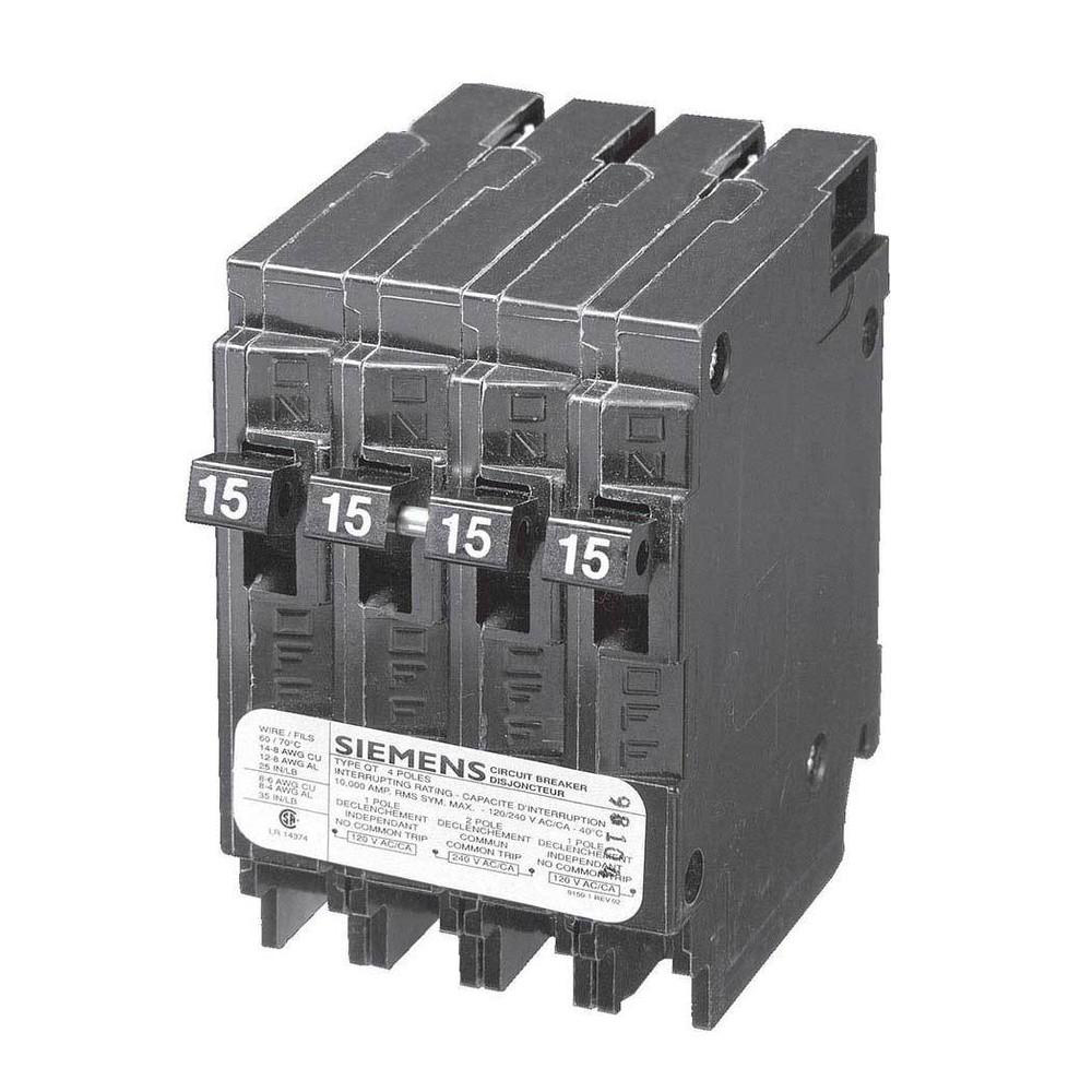 SIEMENS CANADA Q21515CTNC 15/15Amp 2-Pole 240V 10kA Type QT Quad Breaker