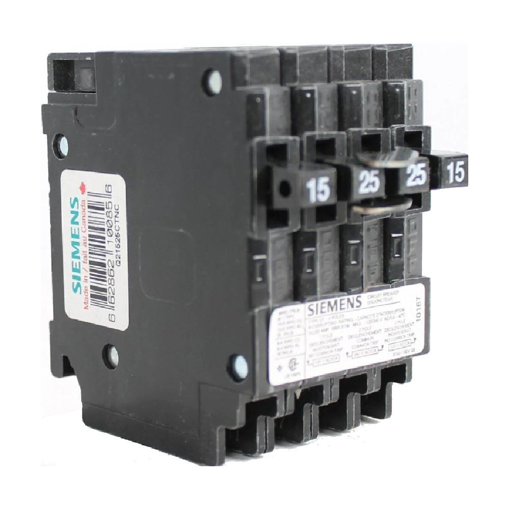 SIEMENS CANADA Q21525CTNC 15/25/15 Amp 2-Pole Type QT Push On Quad Breaker