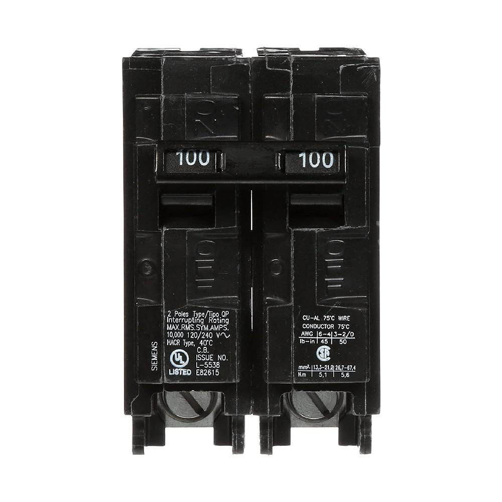 SIEMENS CANADA Q2100 100Amp 2-Pole 120V/240V 10kA Type QP Plug-In Circuit Breaker
