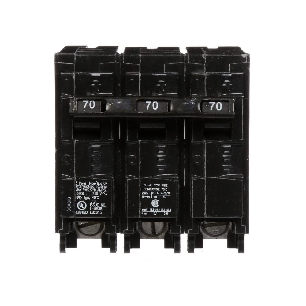 SIEMENS CANADA Q370 70Amp 240V 10kA 3-Pole Type QP Plug-In Circuit Breaker