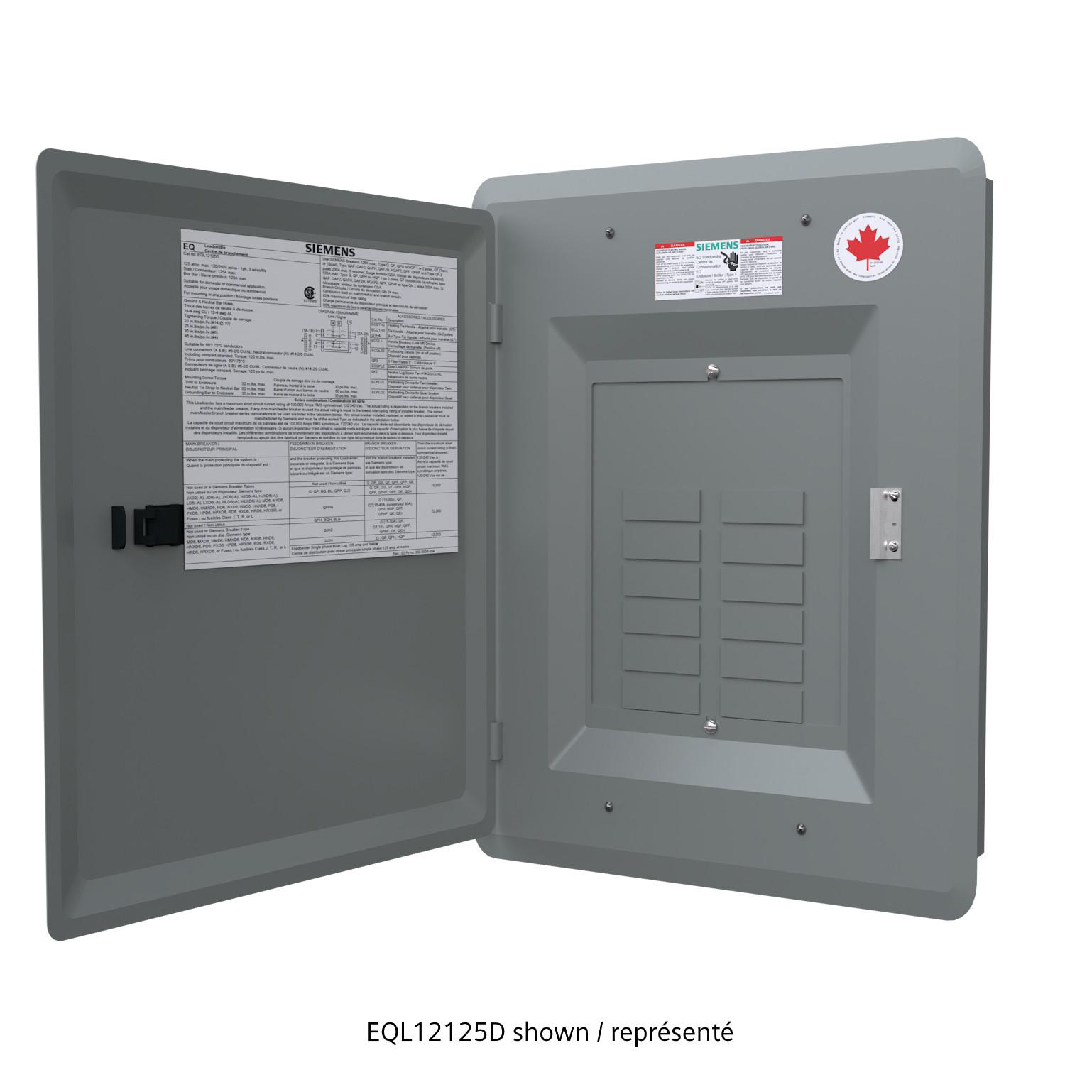 SIEMENS CANADA EQL16125D 125Amp 240V 16/32 CCT Type 1 EQL Main Lug Loadcentre with Door, Grey - Image 2