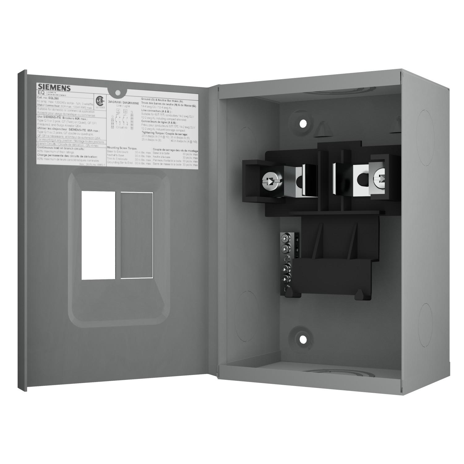SIEMENS CANADA EQL260S 60Amp 240V 2/4 CCT Type 1 EQL Main Lug Loadcentre, Grey - Image 3