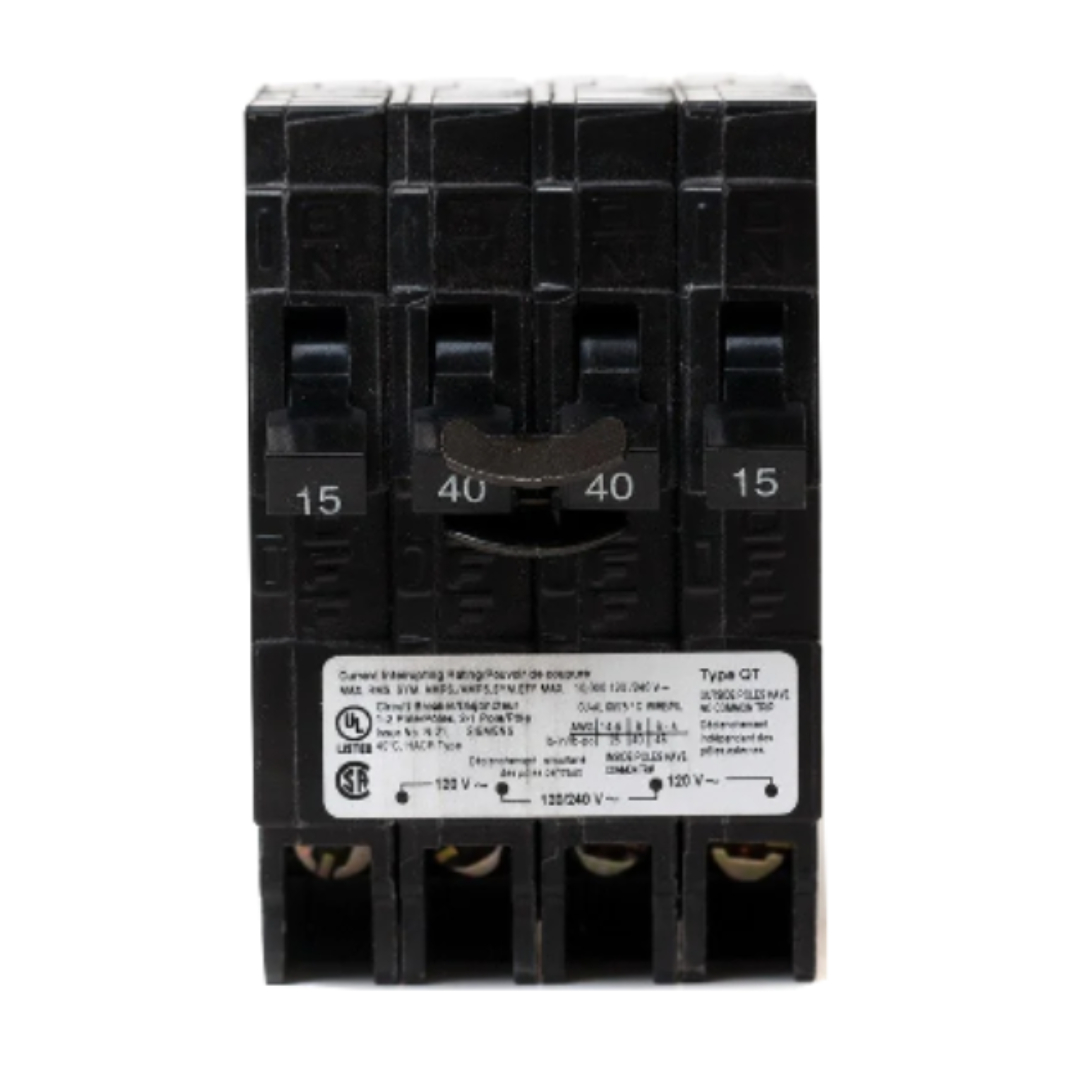 SIEMENS CANADA Q21540CTNC 15/40A 2-Pole Type QT Push-On Quad Circuit Breaker