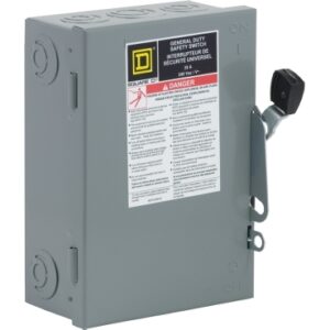 CD221N - Safety switch, general duty, fusible, 2 pole, 3 wire, 120/240VAC, 30A, Type 1 galv steel, with solid neut