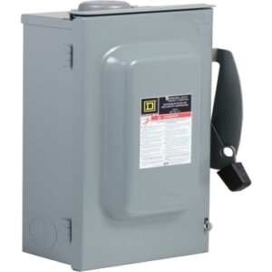 CD223NRB - Safety switch, general duty, fusible, 2 pole, 3 wire, 120/240VAC, 100A, Type 3R galv steel, bolt/hub prov, with sol neut