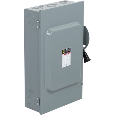 CD224N - Safety switch, general duty, fusible, 200A, 120/240VAC, 2 poles, 60HP, solid neutral, NEMA 1