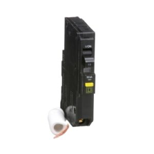 QO115GFI - Mini circuit breaker, QO, 15A, 1 pole, 120VAC, 10kA, plug in, 6mA grd fault A, pigtail