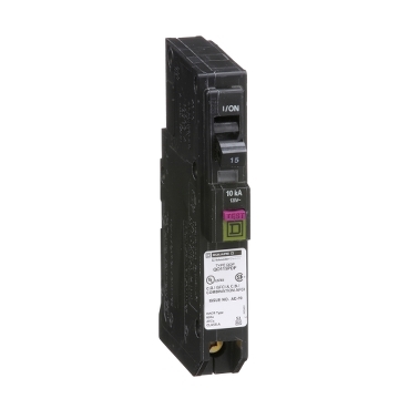 QO115PDF - Mini circuit breaker, QO, 15A, 1 pole, 120VAC, 10kA, plug in, dual function, plug on neutral