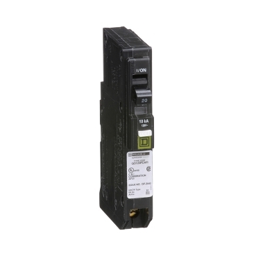 QO120PCAFI - Mini circuit breaker, QO, 20A, 1 pole, 120VAC, 10kA, plug in, combo ARC fault, plug on neutral