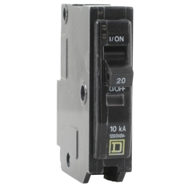 QO120 - Mini circuit breaker, QO, 20A, 1 pole, 120/240VAC, 10kA, plug in