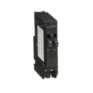 QO1515 - Tandem mini circuit breaker, QO, 2 x 1 pole at 15A, 120/240VAC, 10kA, plug in
