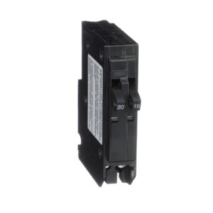 QO2015 - Tandem mini circuit breaker, QO, 1 x 1 pole at 15A, 1 x 1 pole at 20A, 120/240VAC, 10kA, plug in