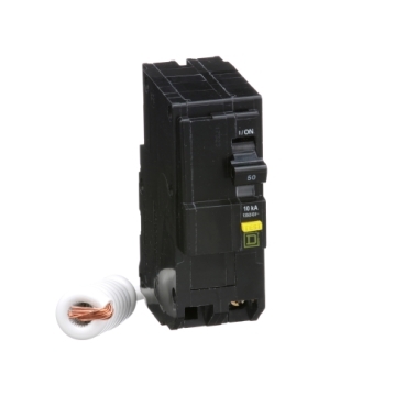 QO250GFI - Mini circuit breaker, QO, 50A, 2 pole, 120/240VAC, 10kA, plug in, 6mA grd fault A, pigtail