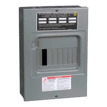 QO8L100S - Load center, QO, 1 phase, 8 spaces, 8 circuits, 100A convertible main lugs, NEMA1, surface cover, UL