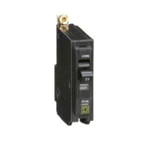 QOB125 - Mini circuit breaker, QO, 25A, 1 pole, 120/240VAC, 10kA, bolt on