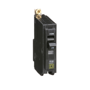 QOB125 - Mini circuit breaker, QO, 25A, 1 pole, 120/240VAC, 10kA, bolt on
