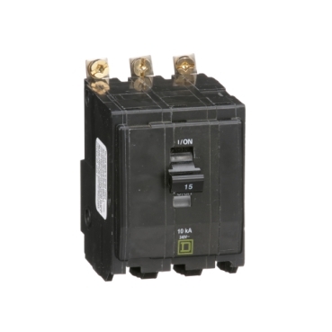 QOB315 - Mini circuit breaker, QO, 15A, 3 pole, 120/240VAC, 10kA, bolt on