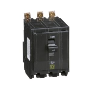 QOB340 - Mini circuit breaker, QO, 40A, 3 pole, 120/240VAC, 10kA, bolt on