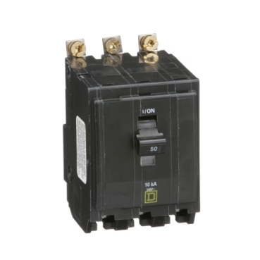 QOB350 - Mini circuit breaker, QO, 50A, 3 pole, 120/240VAC, 10kA, bolt on