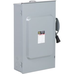 CD224NRB - Safety switch, general duty, fusible, 2 pole, 3 wire, 120/240VAC, 200A, Type 3R galv steel, bolt/hub prov, with sol neut