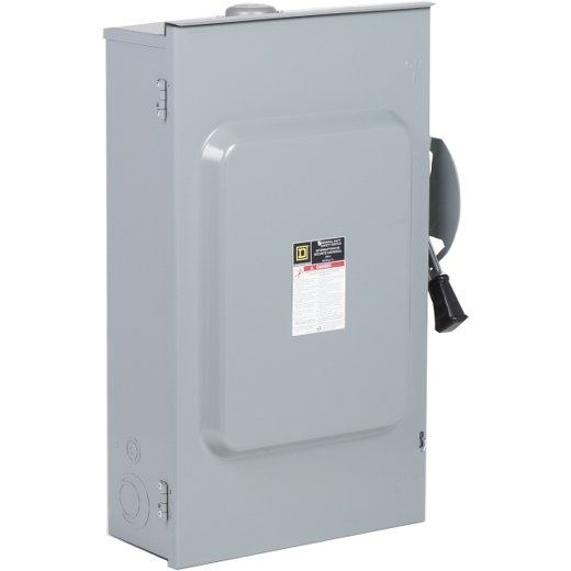 CD224NRB - Safety switch, general duty, fusible, 2 pole, 3 wire, 120/240VAC, 200A, Type 3R galv steel, bolt/hub prov, with sol neut