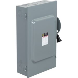 Safety switch, general duty, fusible, 3 pole, 4 wire, 120/240VAC, 200A, Type 1 galv steel, with solid neut
CD324N