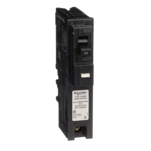 Mini circuit breaker, Homeline Canadian, 20A, 1 pole, 120VAC, 10kA AIR, combo arc fault, plug on neutral, plug in, UL
CHOM120PCAFI