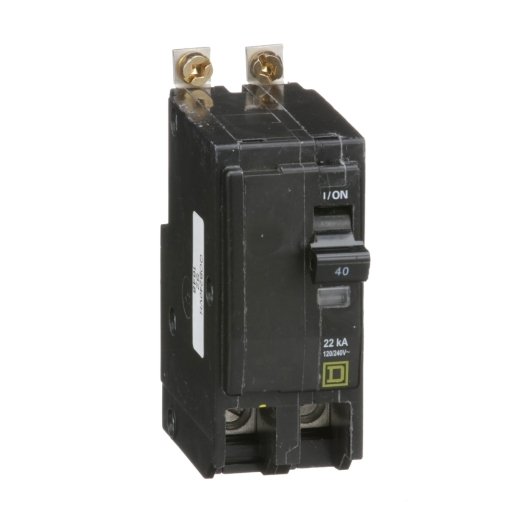Mini circuit breaker, QO, 40A, 2 pole, 120/240VAC, 22kA, bolt on
QOB240VH