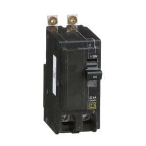 Mini circuit breaker, QO, 60A, 2 pole, 120/240VAC, 22kA, bolt on
QOB260VH