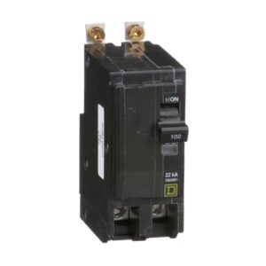 Mini circuit breaker, QO, 100A, 2 pole, 120/240VAC, 22kA, bolt on
QOB2100VH